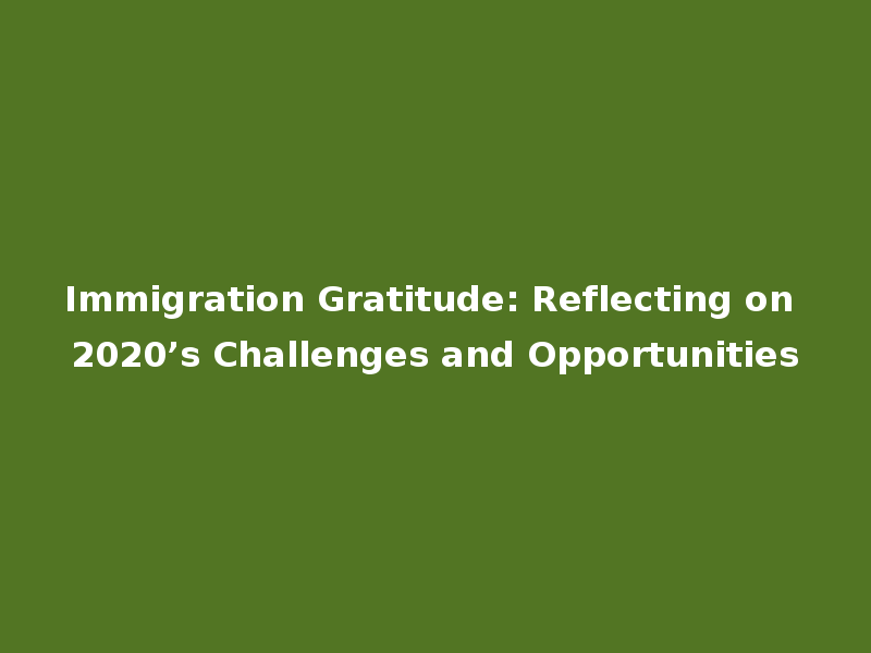 Immigration Gratitude: Reflecting on 2020’s Challenges and Opportunities