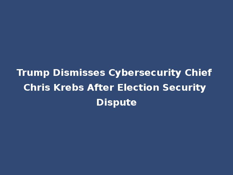 Trump Dismisses Cybersecurity Chief Chris Krebs After Election Security Dispute